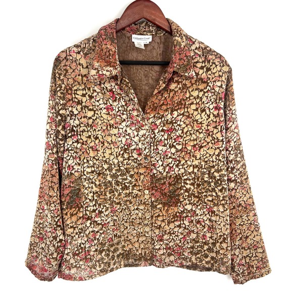 Coldwater Creek Size L Large Button Down Sheer Blouse Shirt Top Fall Winter - Picture 1 of 6